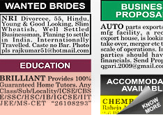 Central Chronicle Situation Wanted display classified rates